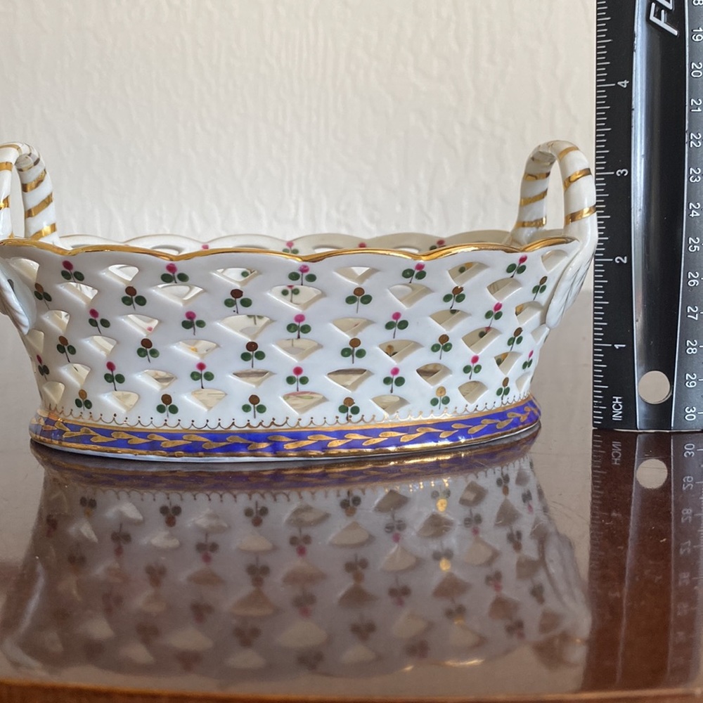 Hand Painted Porcelain Decorative Basket - Picture 10 of 13